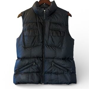 Tommy Hilfiger Feather Down Black Puffer Vest Mens L Full Zip Pockets Flag Logo